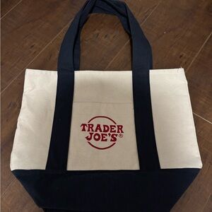 Trader Joe's Black and Cream Tote Bag